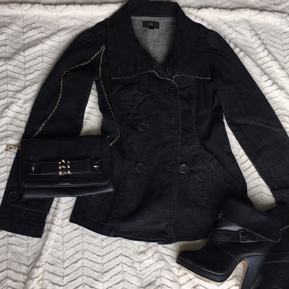 OBEY Women's Light Denim Double-Breasted Peacoat